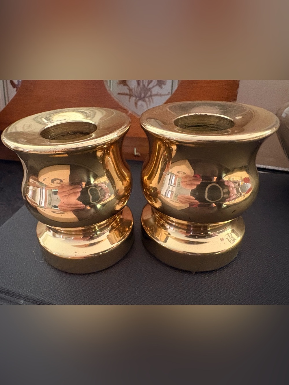 Brass Finish Candle Holders - Gold Home Accents